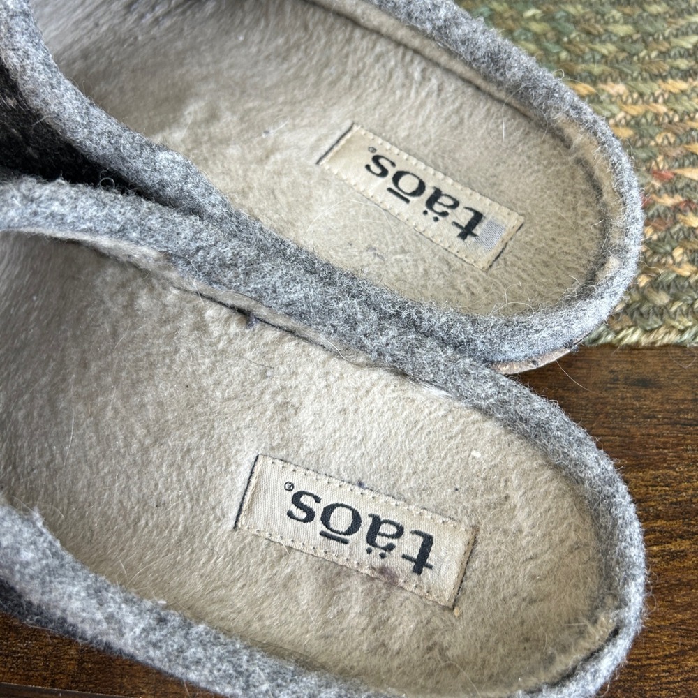 Taos Wool Clogs Charcoal Grey Felted Slip On Mules Cork Sole Womens 8.5 - Picture 7 of 7